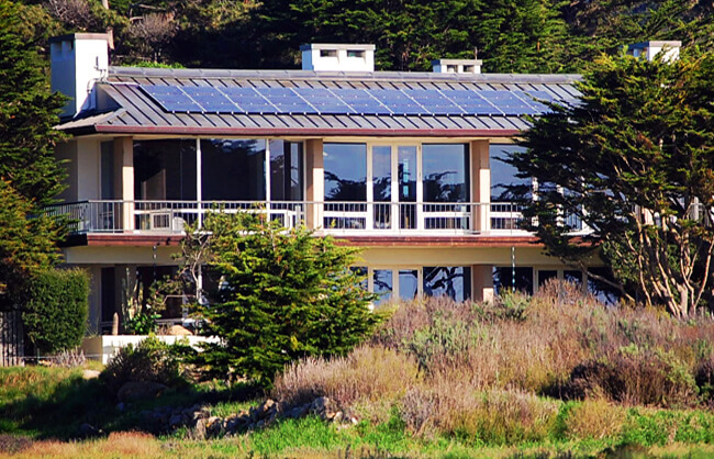 Solar panels on metal roofing